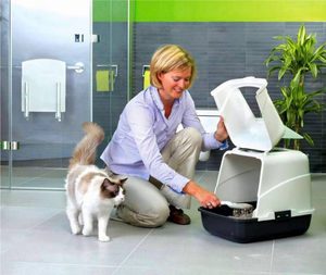 Чем удобен закрытый туалет для кошки